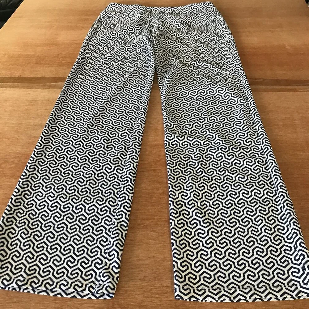 J. Mclaughlin Honeycomb Carmel Pants Women S Black White Geometric Zip Pocket - Picture 1 of 12